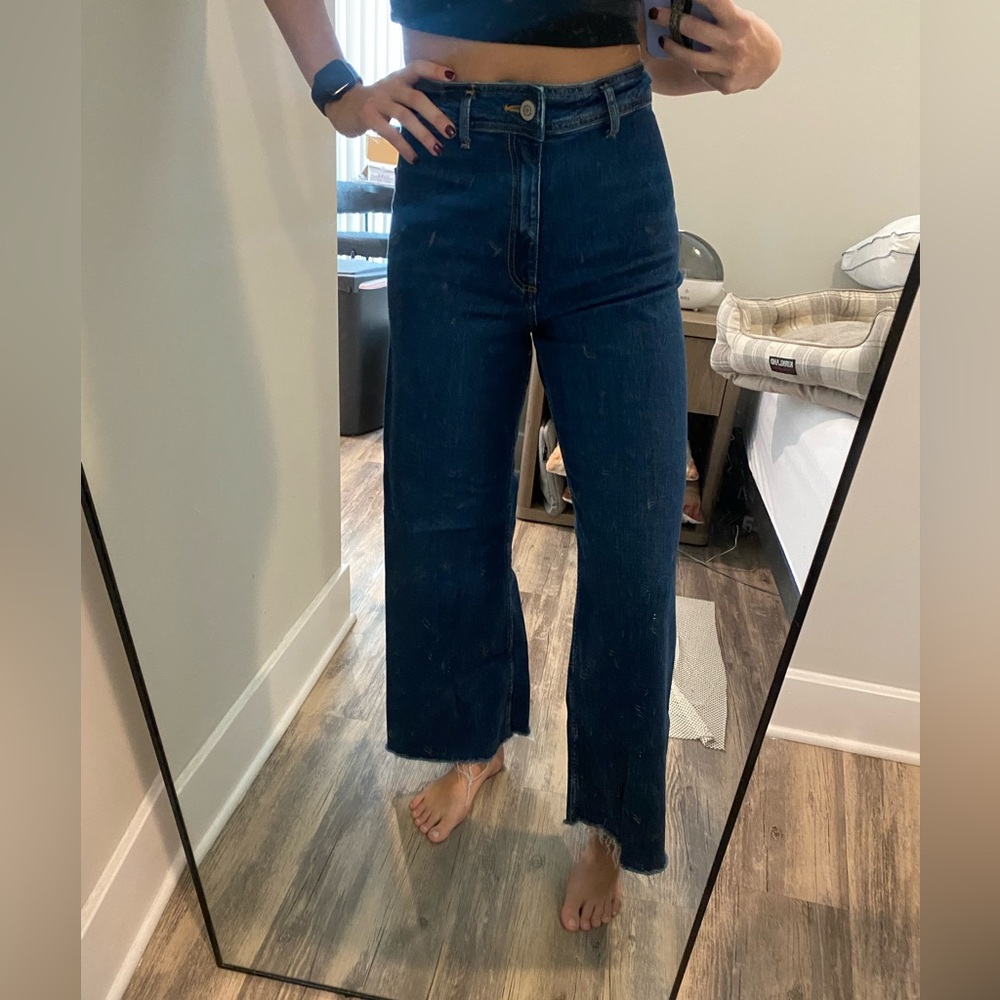Zara wide leg mariner raw hem jean
